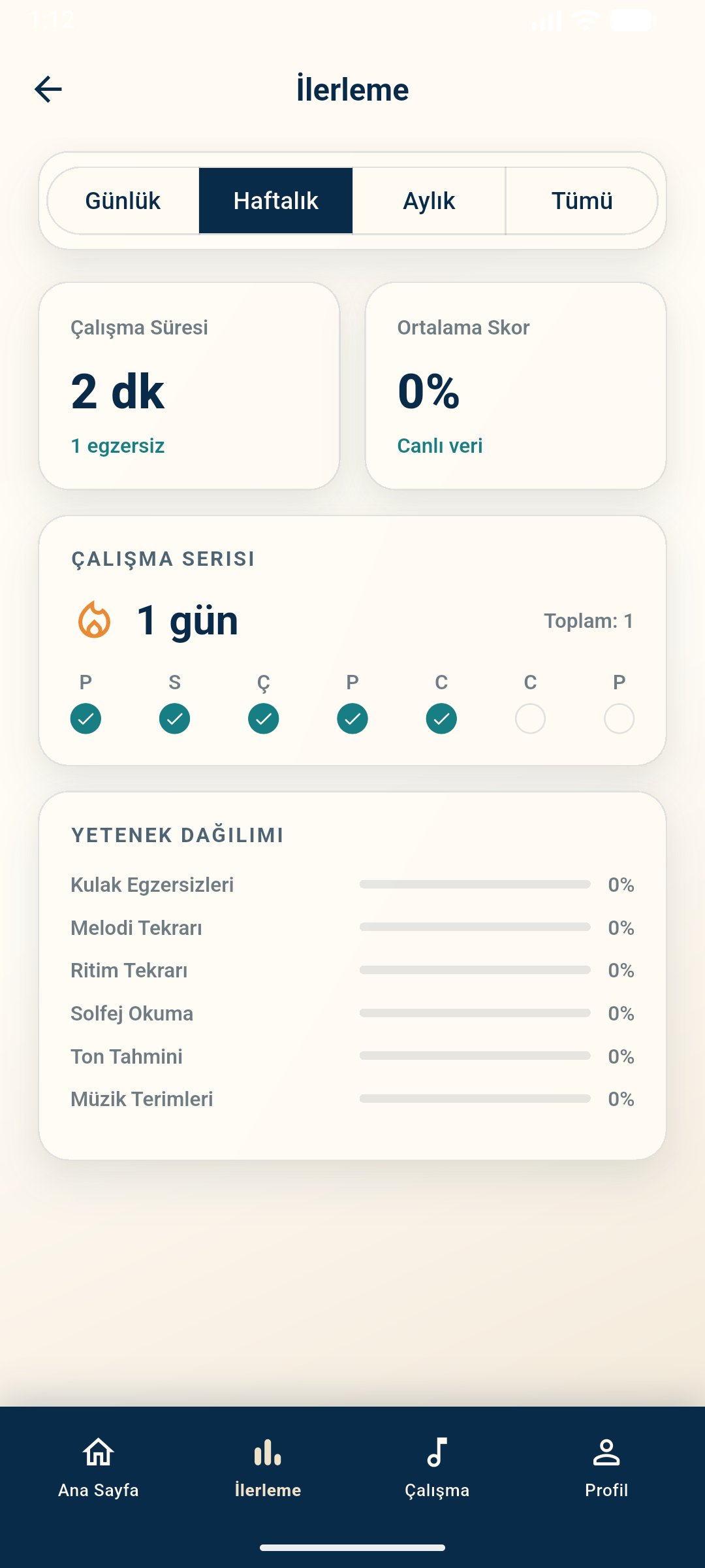 Solfexa progress screen
