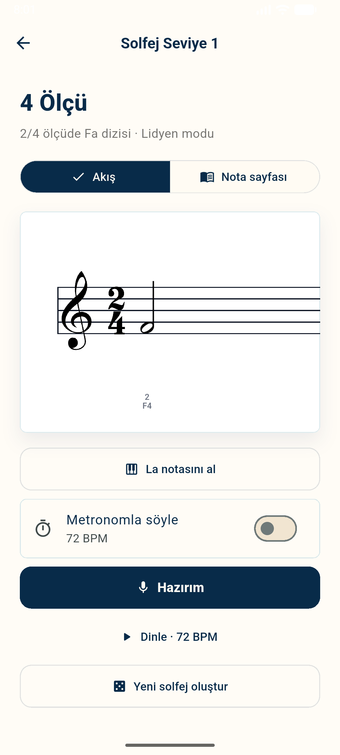 Solfexa solfège exercise screen